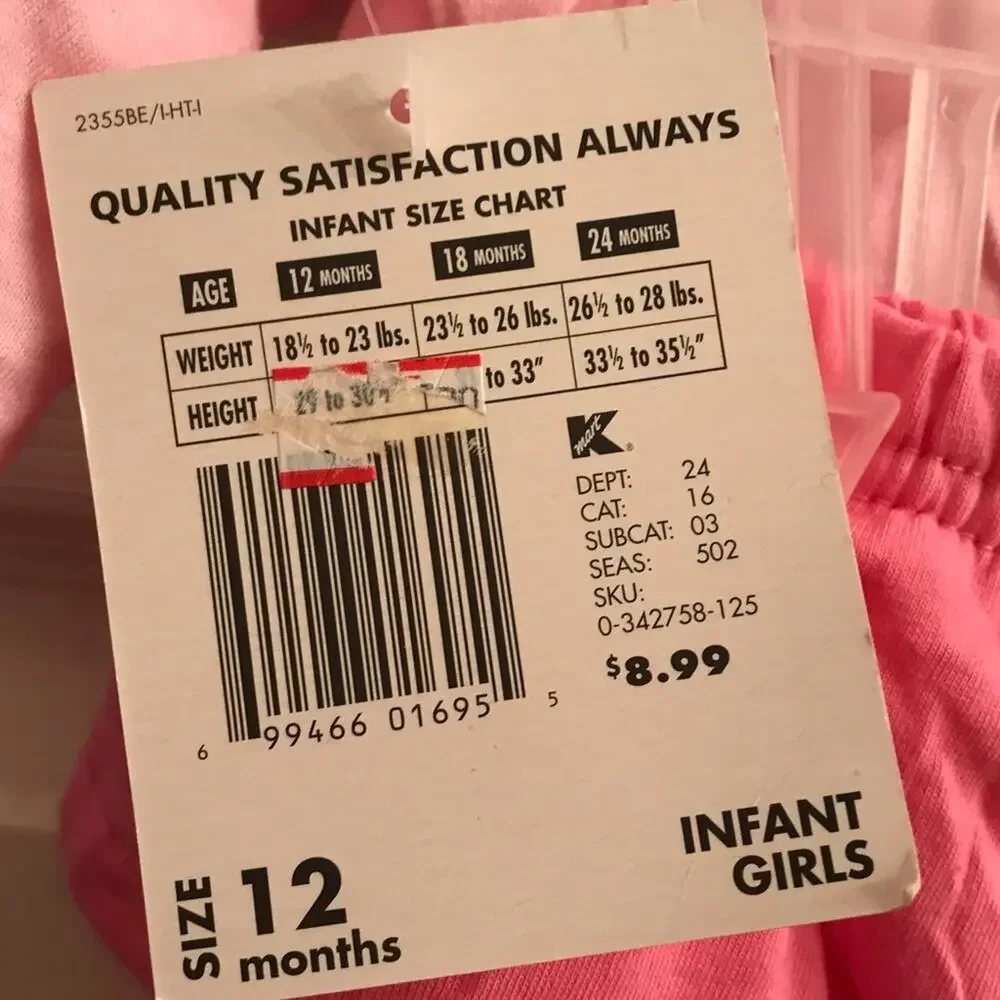 Basic Editions Pink Heart 2 piece Set Infant Girls 12 months